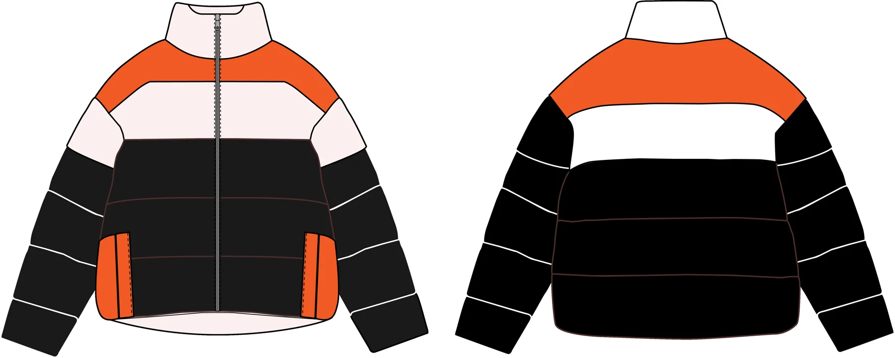 Front and back garment concept drawing