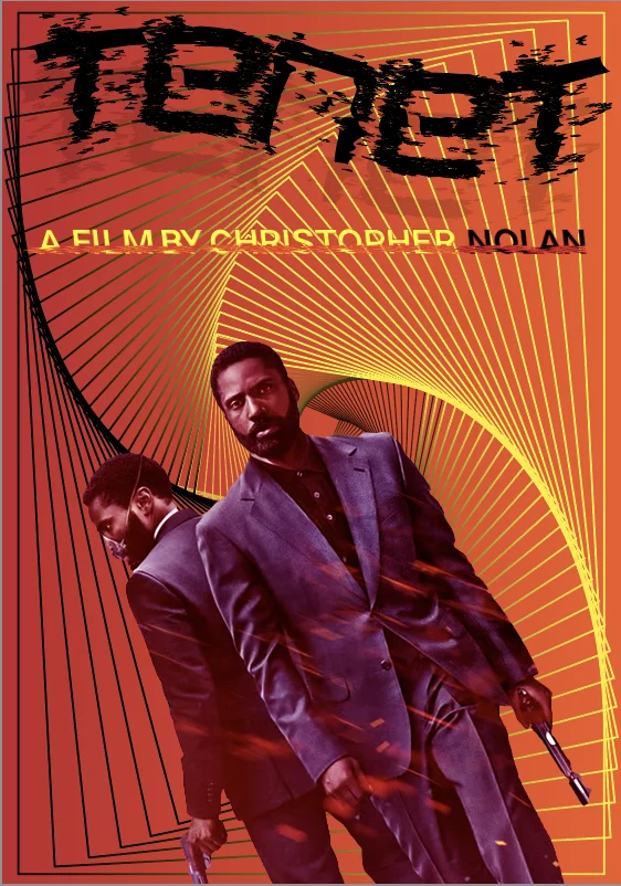 Tenet film poster redesign in orange and red
